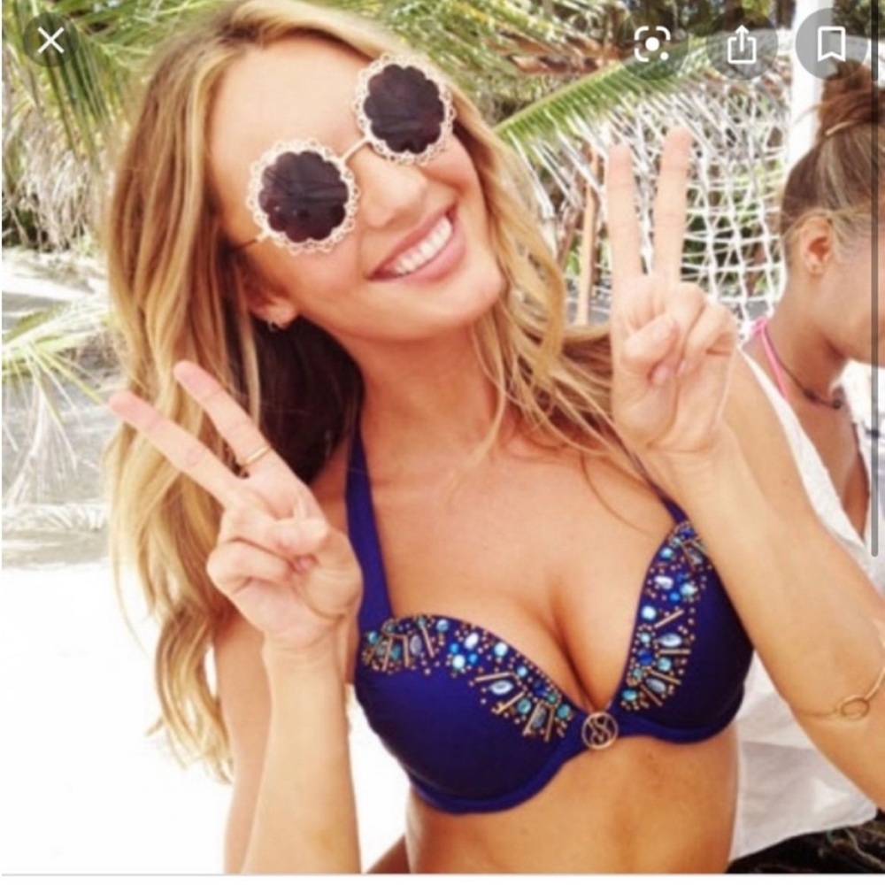 Victoria’s Secret Blue embellished Bombshell bikini top 32B